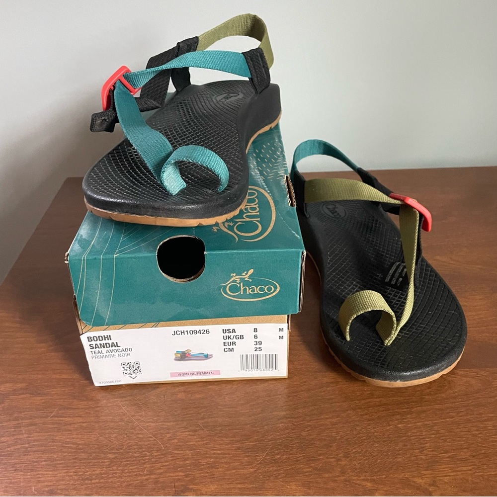 Chaco Women Size 8 Bodhi Sandals - Teal Avocado Colorblock